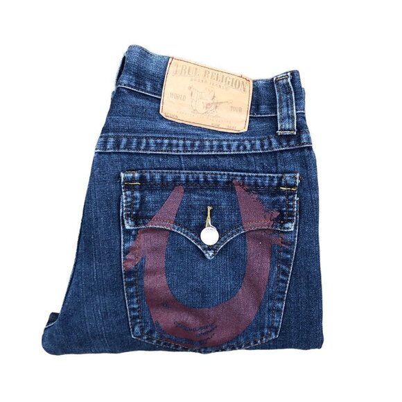 VINTAGE True Religion Jeans Size 34 Red Horseshoe - Picture 7 of 10